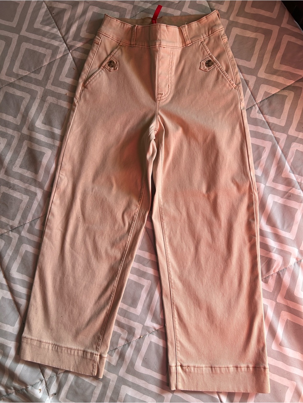 SPANKX twill crop wide leg tan/pinkish jeans